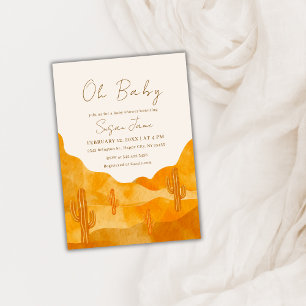 Elegant Boho Watercolor Desert Cactus Baby Shower Invitation