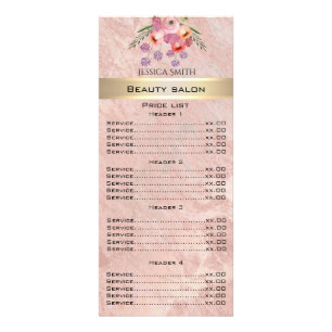 Elegant boho watercolor floral bouquet price list rack card