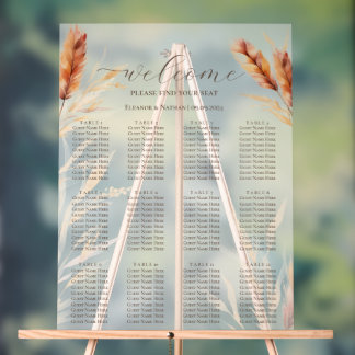 Elegant Boho Watercolor Pampas Fall Wedding Acrylic Sign