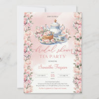 Elegant boho watercolor soft pink roses tea party