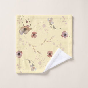 Elegant Boho Watercolor Wildflower Butter Blush Bath Towel Set