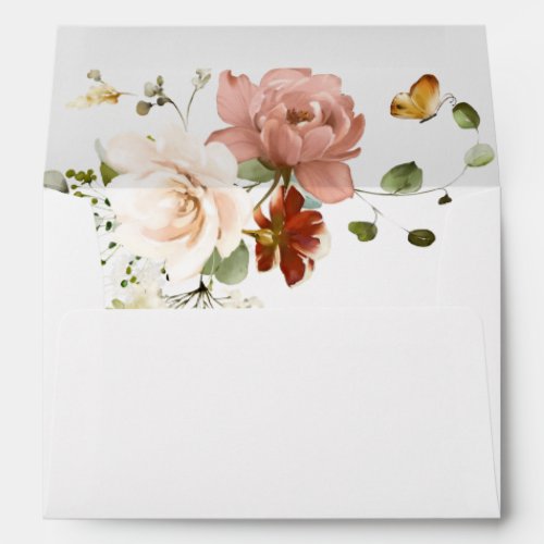 Elegant Boho Watercolor Wildflower Garden Envelope