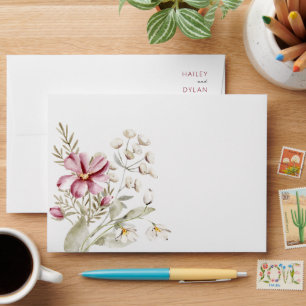 Elegant Boho Watercolor Wildflowers Envelope