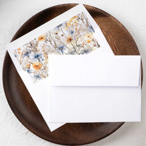 Elegant Boho Watercolor Wildflowers Envelope Liner
