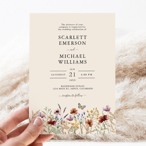 Elegant Boho Wedding Invitation | Zazzle