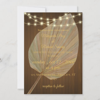 Elegant Boho Wedding Invitation with Palm Leaf and