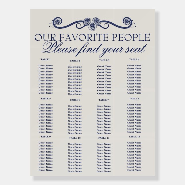 Elegant Boho Wedding Seating Chart Foam Board |  (Front)