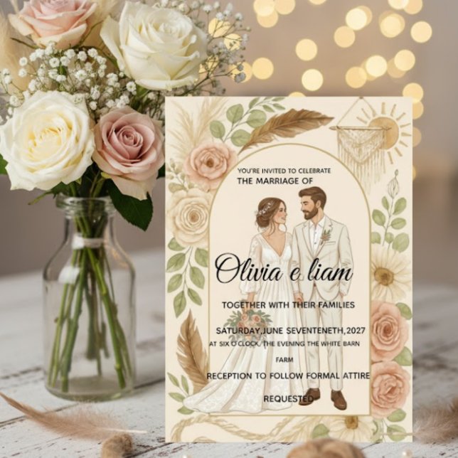 Elegant Boho Wedding Stationery Suite - Olivia & L Card (Creator Uploaded)