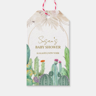Elegant Boho Western Cactus Arch Baby Shower Gift Tags
