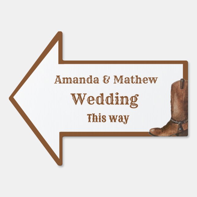 Elegant Boho Western Cowboy Wedding  Sign (Front)