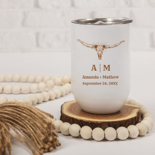 Elegant Boho Western Cowboy Wedding Thermal Wine Tumbler