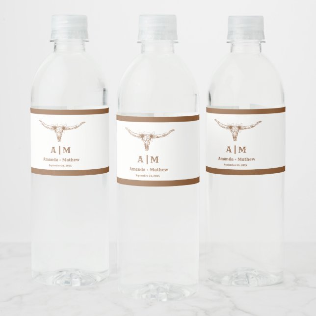 Elegant Boho Western Cowboy Wedding Water Bottle Label (Bottles)