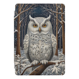 Elegant boho white owl woodland winter forest iPad pro cover