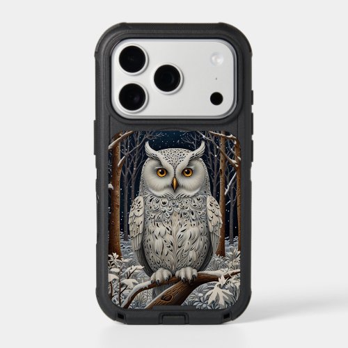 Elegant boho white owl woodland winter forest iPhone 17 pro case