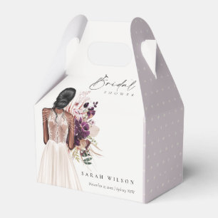 Elegant Boho White Wedding Gown Bridal Shower Favor Boxes