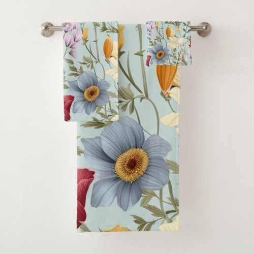 Elegant Boho Wildflower  Bath Towel Set