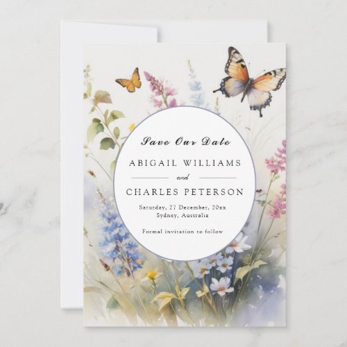 Elegant Boho Wildflower Bloom Save the date