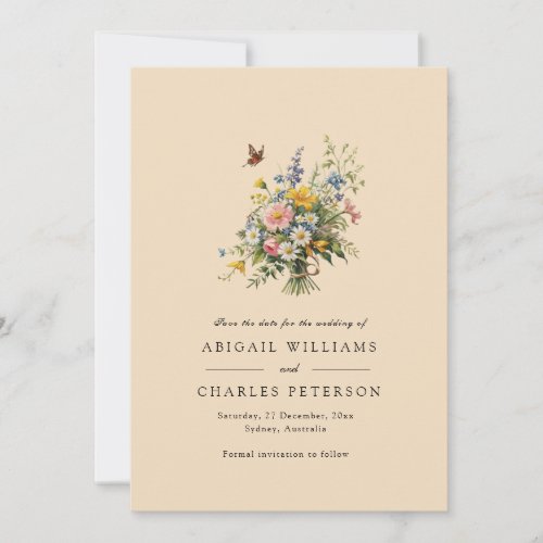 Elegant Boho Wildflower Bloom Save the date