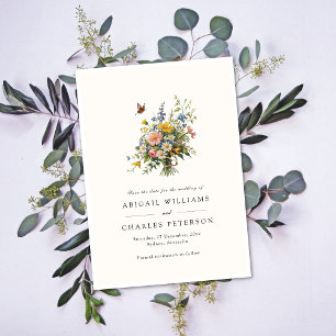 Elegant Boho Wildflower Bloom Save the date