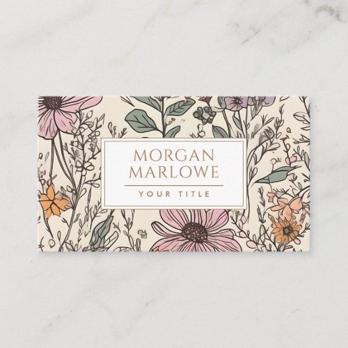 Elegant Boho Wildflower Botanical Floral Business Card