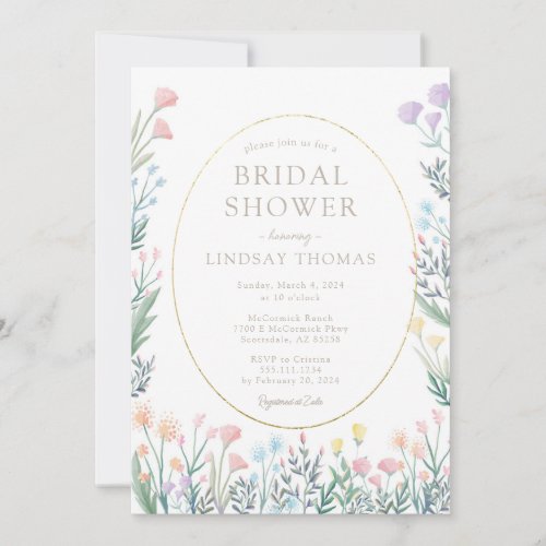 Elegant Boho Wildflower Bridal Shower Invitation