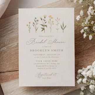 Elegant Boho Wildflower Bridal Shower Invitation