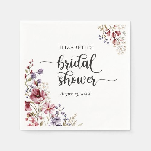 Elegant Boho Wildflower Bridal Shower Napkins