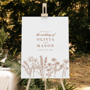 Elegant Boho Wildflower Burnt Orange Wedding Sign