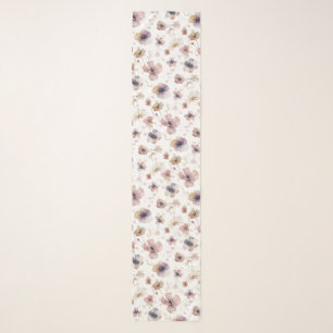 Elegant Boho Wildflower Cream Pink Chiffon  Scarf