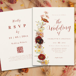 Elegant Boho Wildflower Fall Invitation