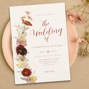 Elegant Boho Wildflower Fall Invitation