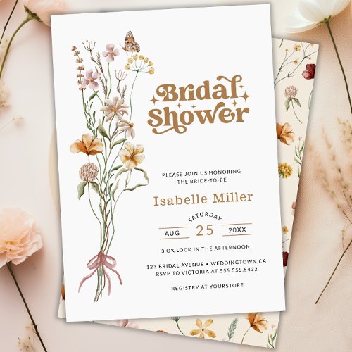 Elegant Boho Wildflower Floral Bridal Shower Invitation