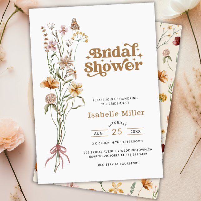 Elegant Boho Wildflower Floral Bridal Shower Invitation (Elegant Boho Wildflower Floral Bridal Shower Invitation)