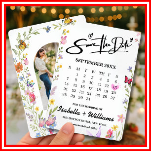 Elegant Boho Wildflower Floral Butterflies Wedding Save The Date