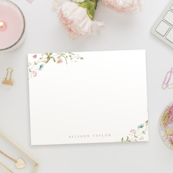 Elegant Boho Wildflower Personalized Stationery Note Card by AvaPaperie at Zazzle