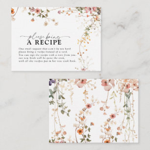 Elegant Boho Wildflower Please Bring A Recipe Enclosure Card
