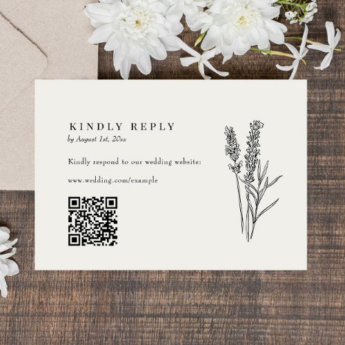 Elegant Boho Wildflower QR Code Wedding RSVP