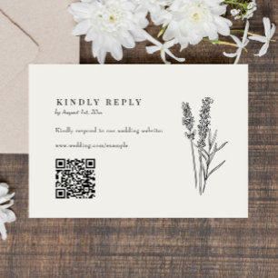 Elegant Boho Wildflower QR Code Wedding RSVP Card