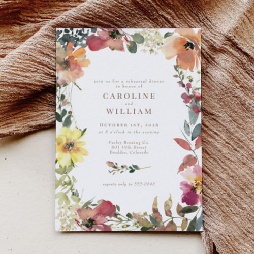 Elegant Boho Wildflower Rehearsal Dinner