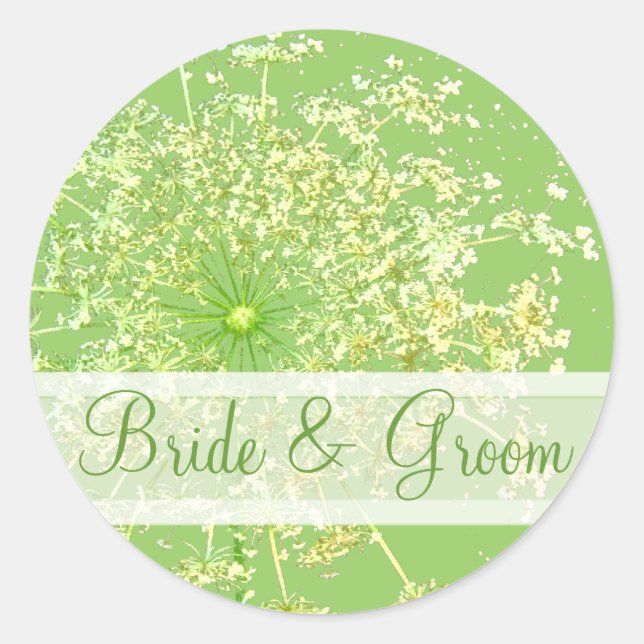Elegant Boho Wildflower Swirls Wedding Stickers (Front)