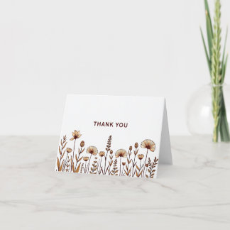Elegant Boho Wildflower Thank You Card
