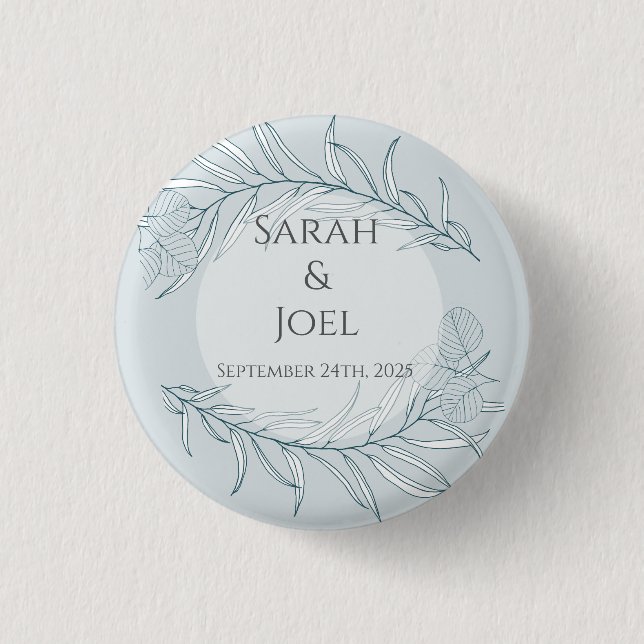 Elegant Boho Wildflower Wedding  Button (Front)