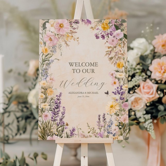 Elegant Boho Wildflower Wedding Foam Board (Creator Uploaded)