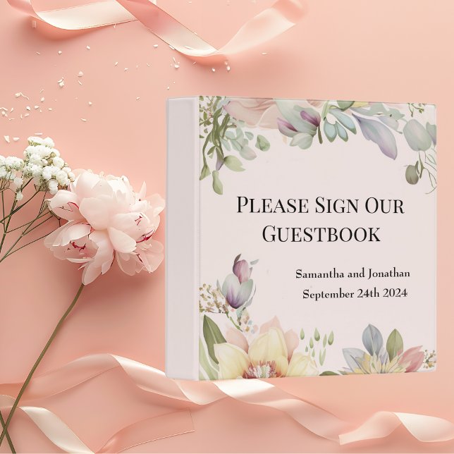 Elegant BOHO Wildflower Wedding Guest Book 3 Ring Binder (Creator Uploaded)