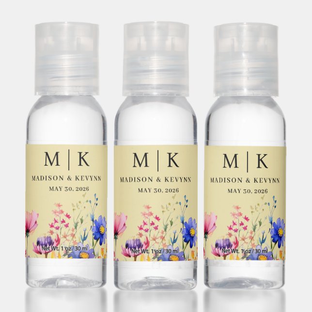 Elegant Boho Wildflower Wedding Hand Sanitizer (Set)