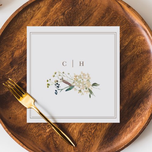 Elegant Boho Wildflower Wedding Initials Napkins