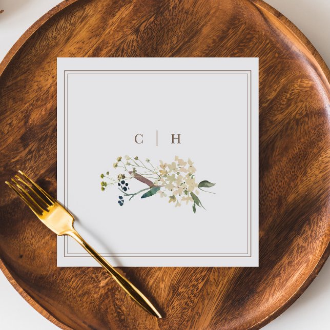 Elegant Boho Wildflower Wedding Initials Napkins (Creator Uploaded)