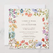 Elegant Boho Wildflower Wedding Invitation | Zazzle