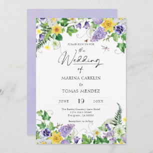 Elegant Boho Wildflower Wedding Invitation