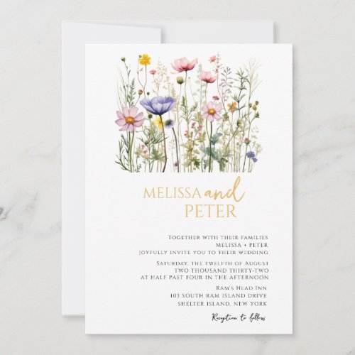 Elegant Boho Wildflower Wedding Invitation